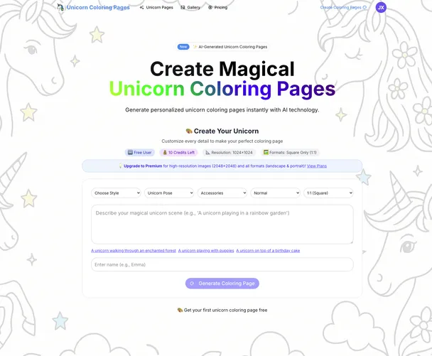 Unicorn Coloring Pages